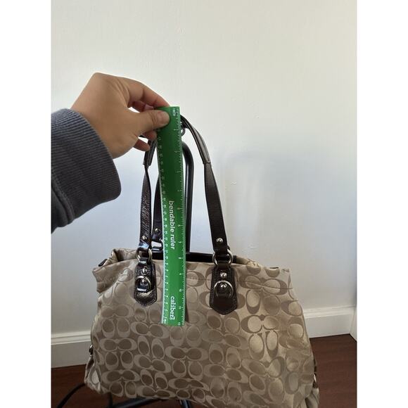 Coach Y2K Ashley Carryall Shoulder Bag Brown F15510 CC Logo Leather Canvas Read - Picture 9 of 10